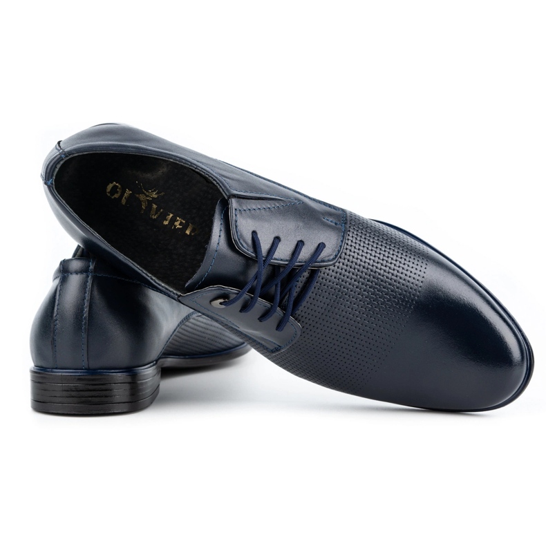 Olivier Chaussures élégantes en cuir pour hommes 302T3, bleu marine 3