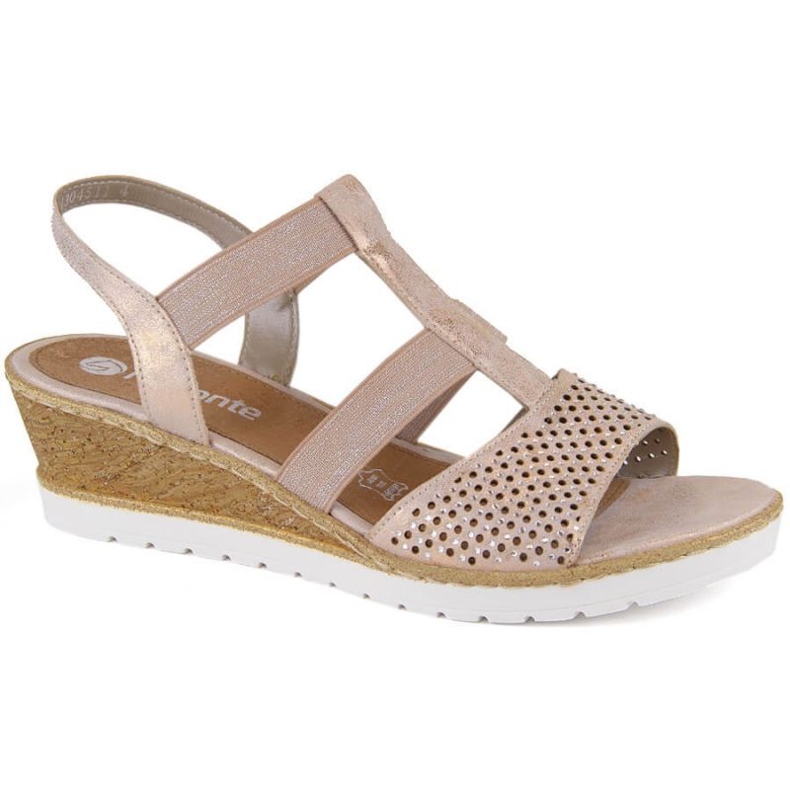 Rieker Sandales compensées confortables Remonte W RKR667, or rose 1