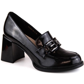 Vinceza W JAN294 chaussures à talons bas en cuir verni noir le noir 1
