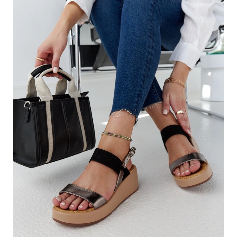 Sandales compensées Tonka le noir 1