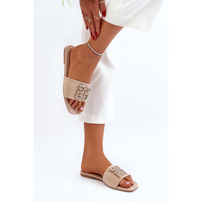 Tongs Femme Talon Plat Avec Décoration, Beige Inaile 1 Tongs Femme Talon Plat Avec Décoration, Beige Inaile 1