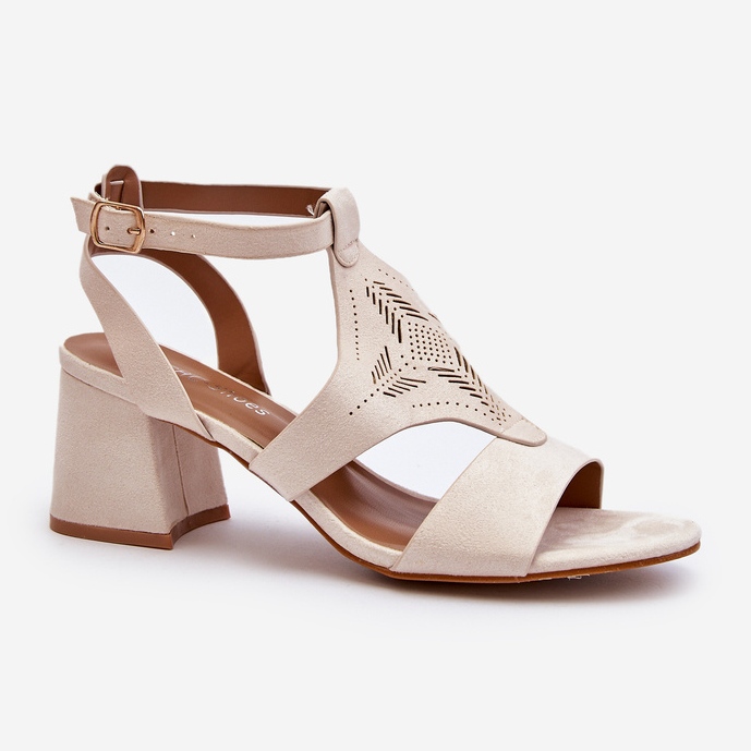 Sandales à talons bas beiges Eleriva 1