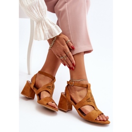 Camel - Eleriva - Sandales à talons bas brun 8