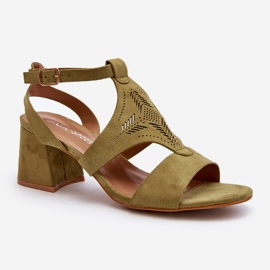 Sandales à talons bas vertes Eleriva 1
