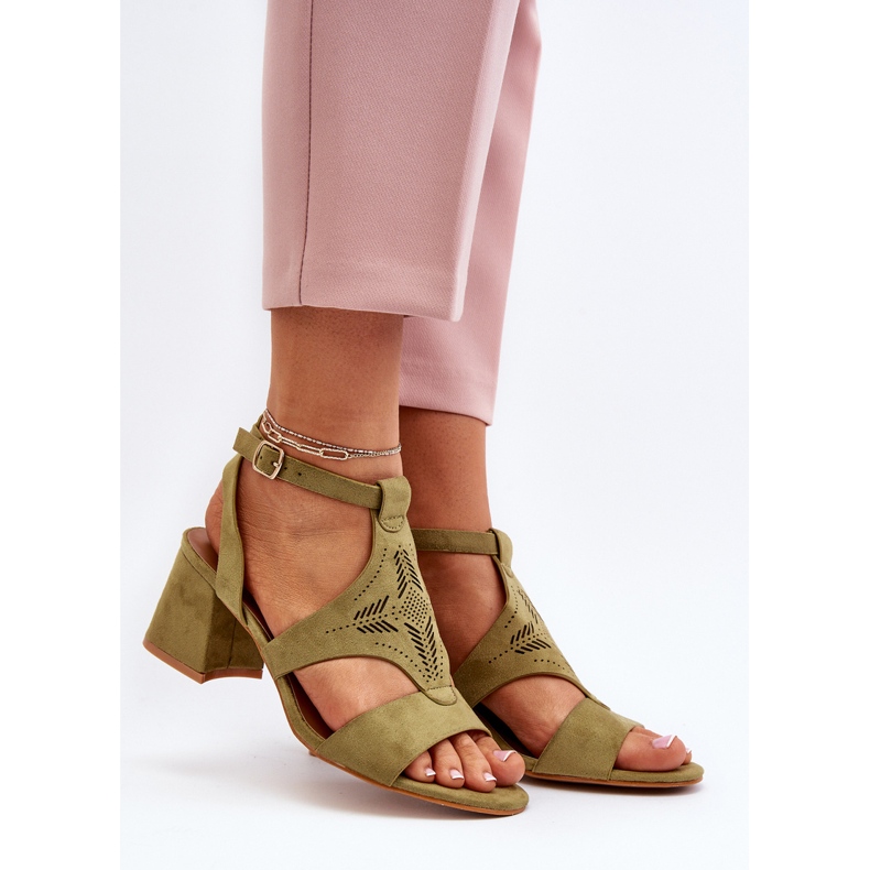 Sandales à talons bas vertes Eleriva 2
