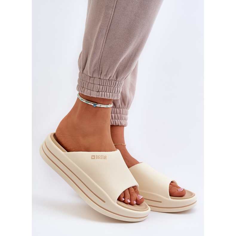 Tongs pour femmes sur la plateforme Big Star NN274A034 Beige 2