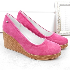 Chaussures compensées femme en cuir suédé fuchsia Filippo DP3521 rose 2