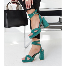Sandales à talons Salla en daim vert 4
