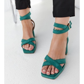 Sandales à talons Salla en daim vert 7