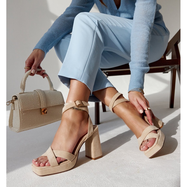 Sandales à talons en daim beige Salla 1