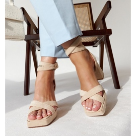 Sandales à talons en daim beige Salla 3