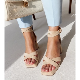 Sandales à talons en daim beige Salla 4