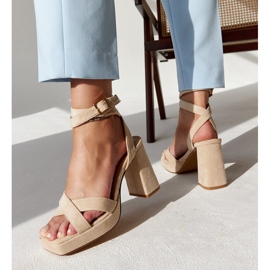 Sandales à talons en daim beige Salla 5