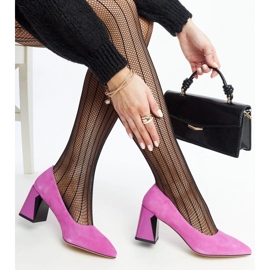 Escarpins à talons hauts en cuir rose foncé de Vinceza 1