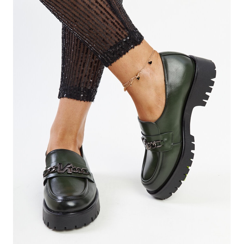 Mocassins Vinceza en cuir vert 2