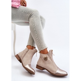 Bottines plates à fermeture éclair pour femme, beige Loratie 1