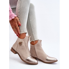 Bottines plates à fermeture éclair pour femme, beige Loratie 2