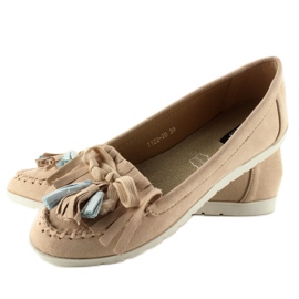 Mocassins en daim à franges 7122 Rose brun 1