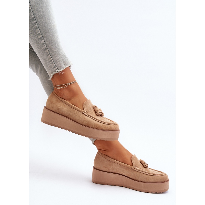 Mocassins Pour Femmes Sur Plateforme Avec Franges, Marron Mialani brun 1
