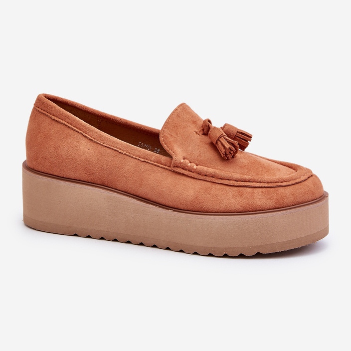 Mocassins plateforme à franges pour femme, orange Mialani 1