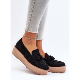Mocassins Pour Femmes Sur Plateforme Avec Franges, Noir Mialani le noir 2