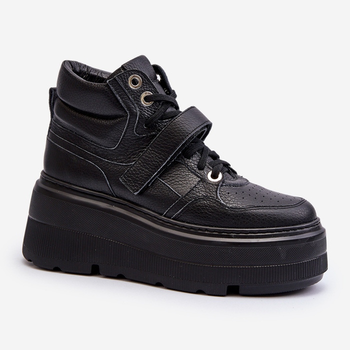 Zazoo 3450 Baskets En Cuir Femme Noir 1