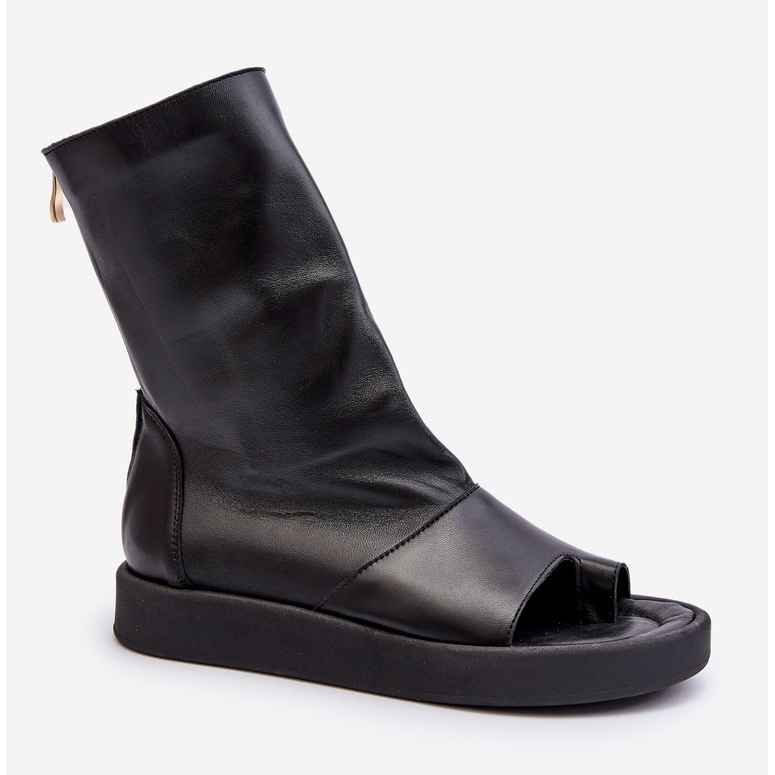 Zazoo 3441 Sandales en cuir pour femme avec tige noire le noir 1