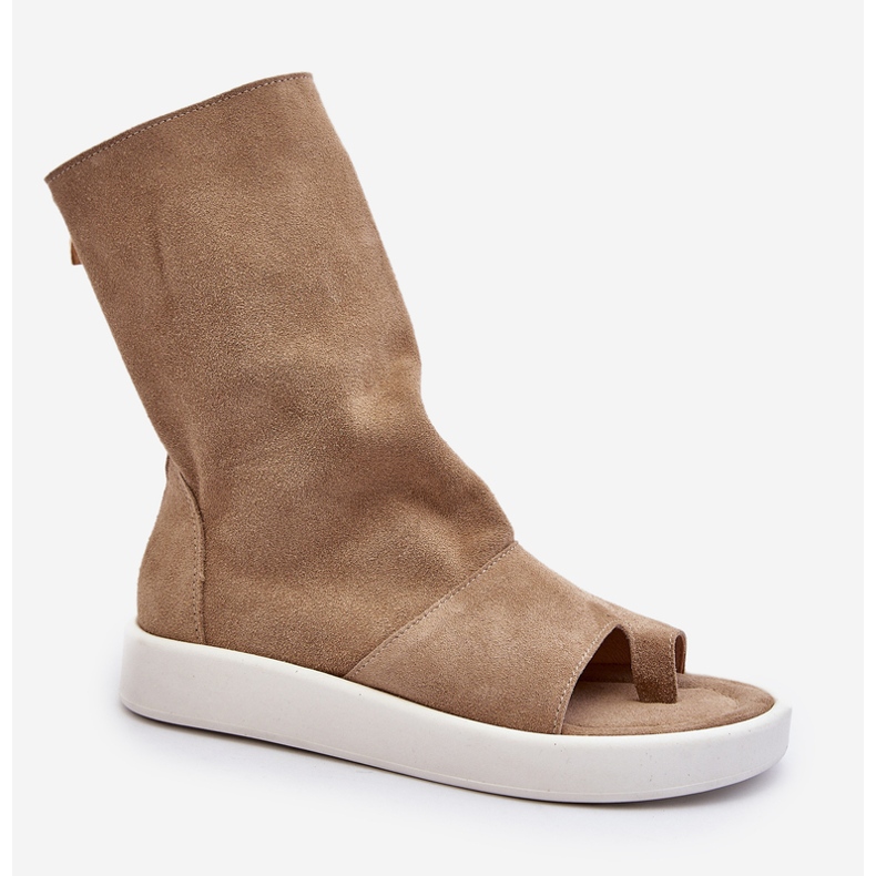 Zazoo 3441 Sandales en daim pour femmes avec tige beige foncé 1