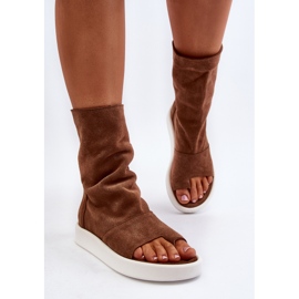Zazoo 3441 Sandales en daim pour femmes avec tige marron brun 4