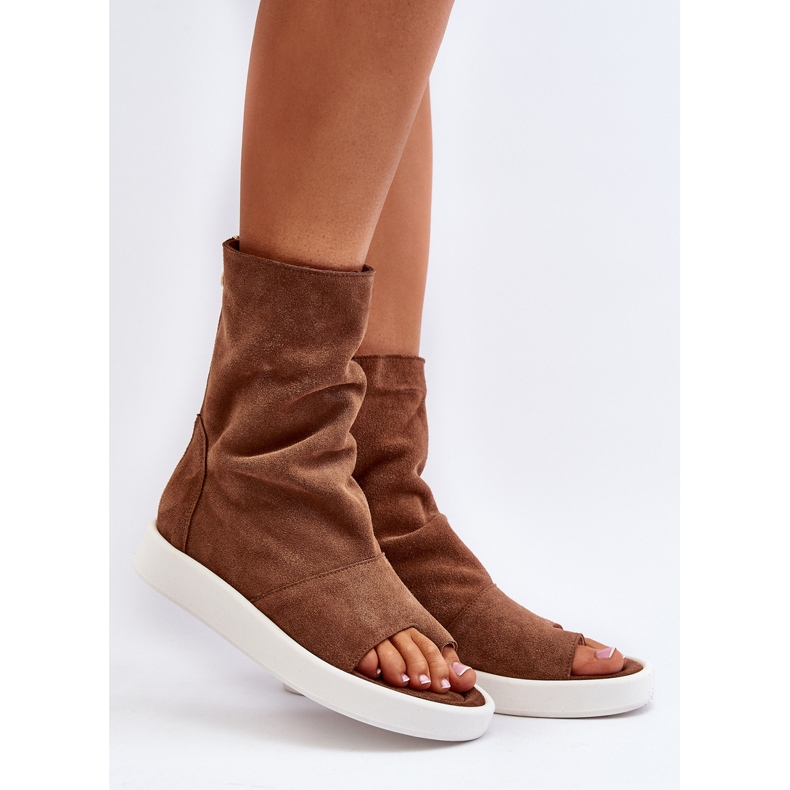 Zazoo 3441 Sandales en daim pour femmes avec tige marron brun 2