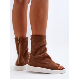 Zazoo 3441 Sandales en daim pour femmes avec tige marron brun 6