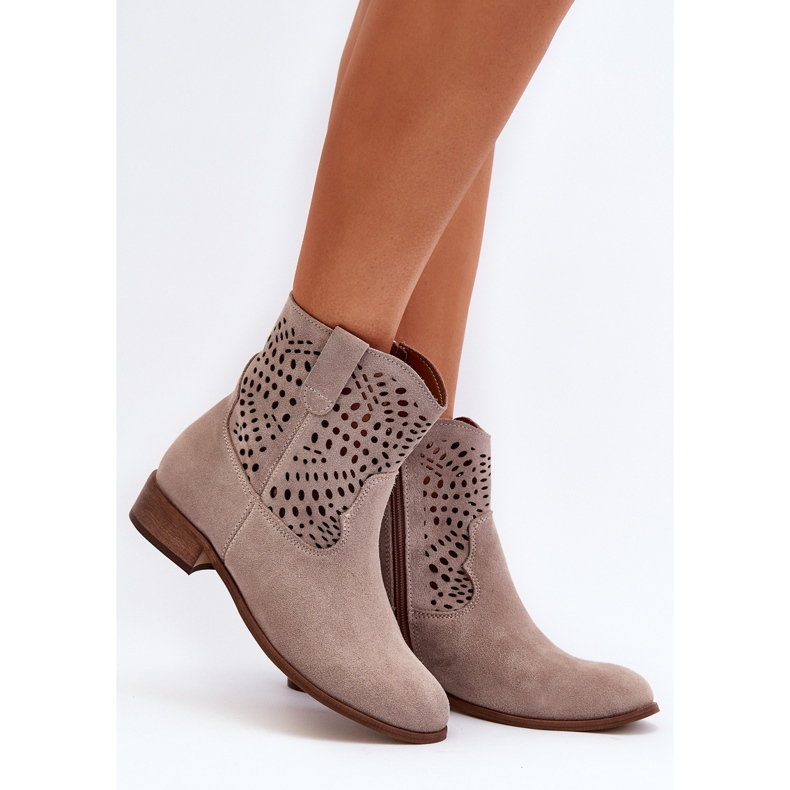 Zazoo 3305/2 Bottes Cappuccino Ajourées Femme beige 2