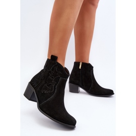 Zazoo 3426 Bottes de cowboy en daim pour femme Noir le noir 3