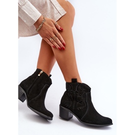 Zazoo 3426 Bottes de cowboy en daim pour femme Noir le noir 8