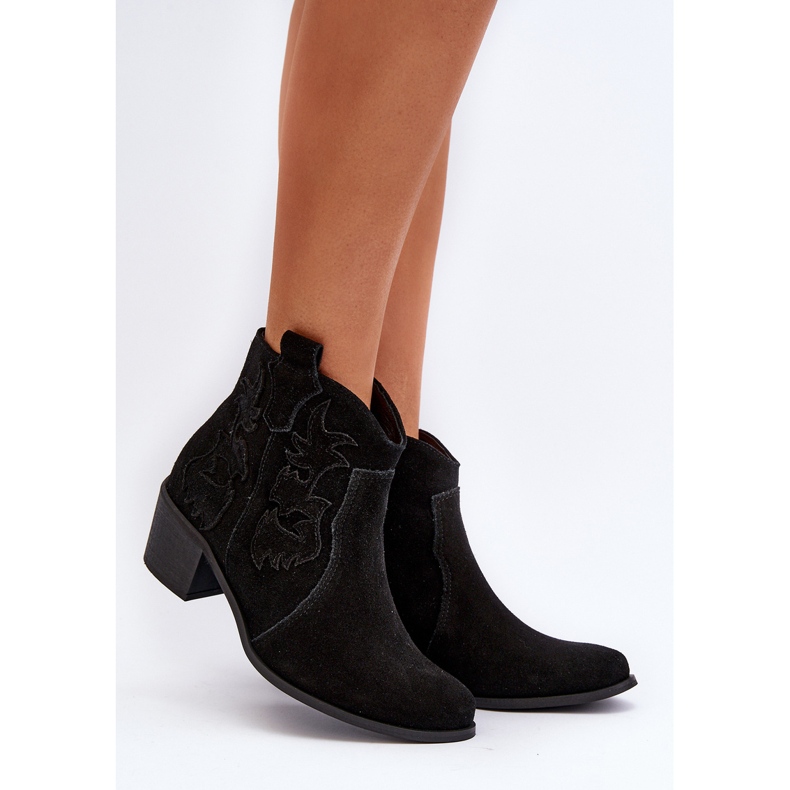 Zazoo 3426 Bottes de cowboy en daim pour femme Noir 2