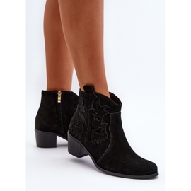 Zazoo 3426 Bottes de cowboy en daim pour femme Noir le noir 5