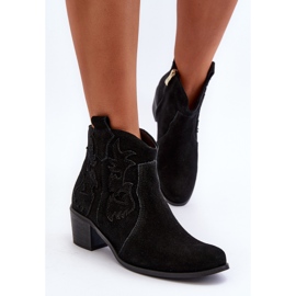 Zazoo 3426 Bottes de cowboy en daim pour femme Noir le noir 6