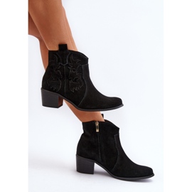 Zazoo 3426 Bottes de cowboy en daim pour femme Noir le noir 7