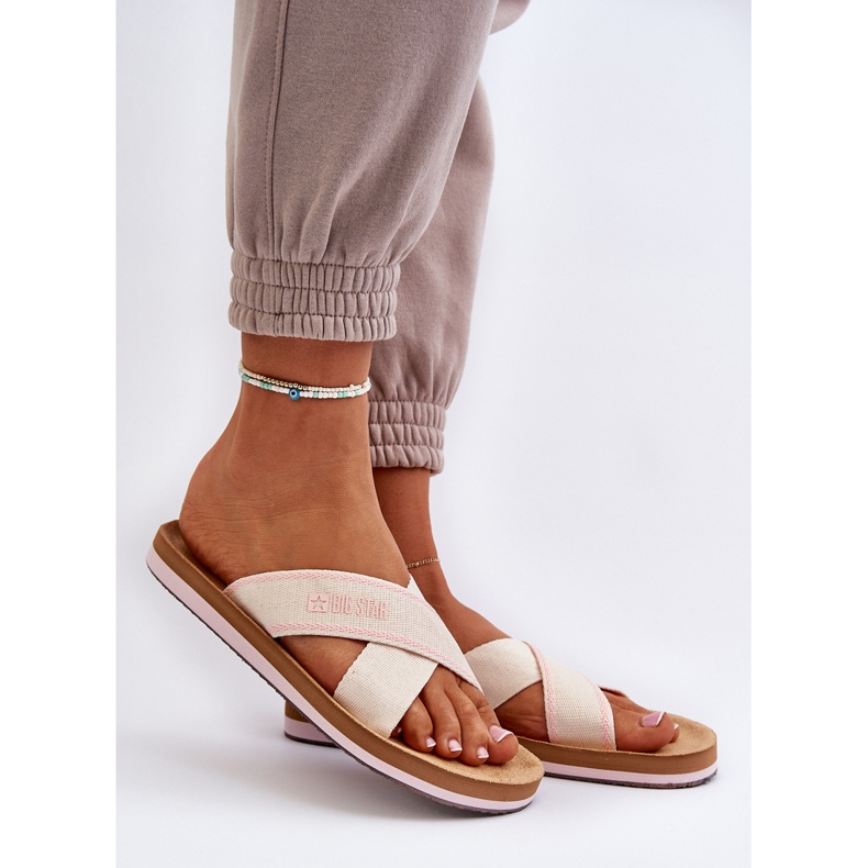 Tongs Big Star pour femmes NN274A057 Beige 2