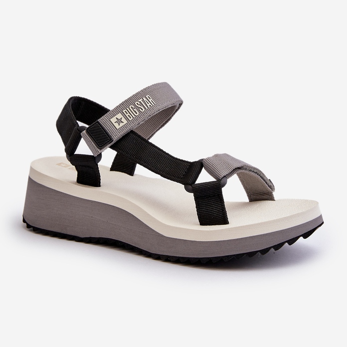 Sandales Femme Sur Plateforme Et Compensée Big Star NN274A054 Gris le noir 2