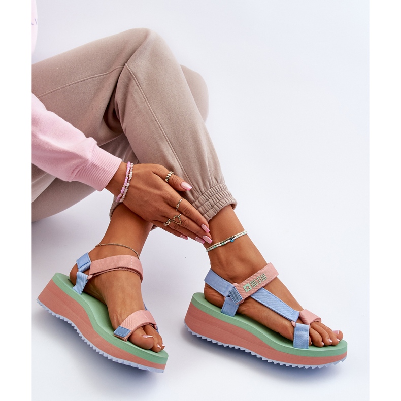 Sandales Femme Sur Plateforme Et Compensée Big Star NN274A055 Bleu 1