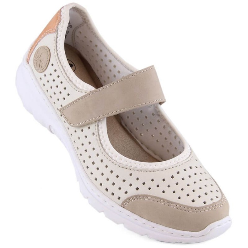 Chaussures ajourées confortables Rieker W RKR575A, beige 1