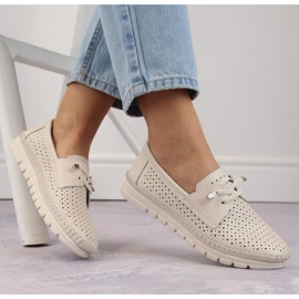 Vinceza W JAN273A chaussures ajourées en cuir beige 2