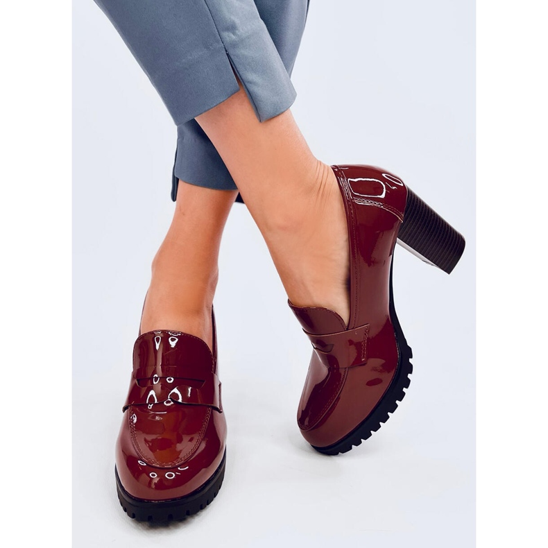 Jeffis Brown - Mocassins vernis à talons brun 1