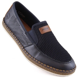Chaussures en cuir confortables Rieker M RKR656 bleu marine 1