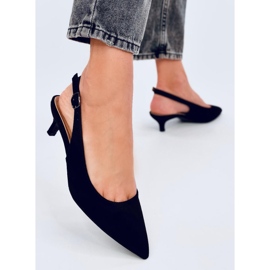 Malloi Talons bas noirs à talon ouvert le noir 2