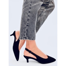 Malloi Talons bas noirs à talon ouvert 1