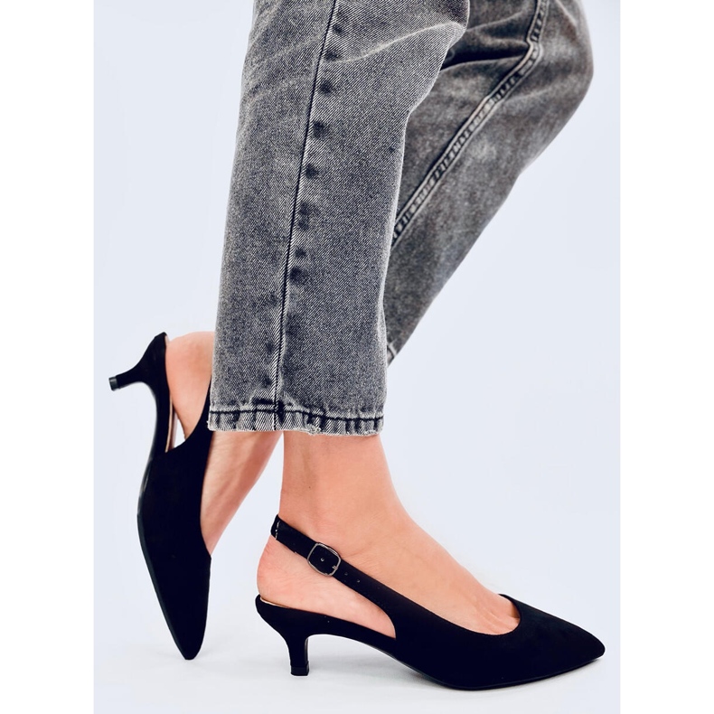 Malloi Talons bas noirs à talon ouvert le noir 1