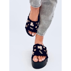 Seastar Tongs à semelle épaisse avec ours en peluche Lancaster Noir 1