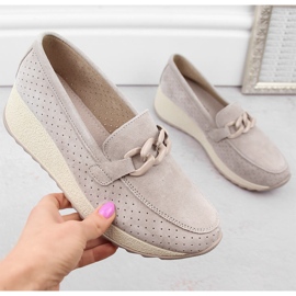 Chaussures compensées femme en cuir suédé beige Filippo DP6212 1